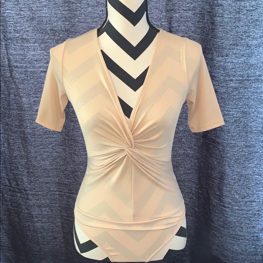 V Neck Bodysuit - Cream